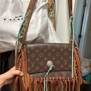 Brown Designer Fringe Crossbody Bag